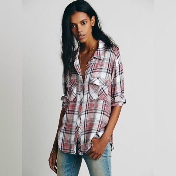 Rails x Free People Draped in Plaid Button-up Shirt Collared Breast Pockets XS. - Picture 1 of 7